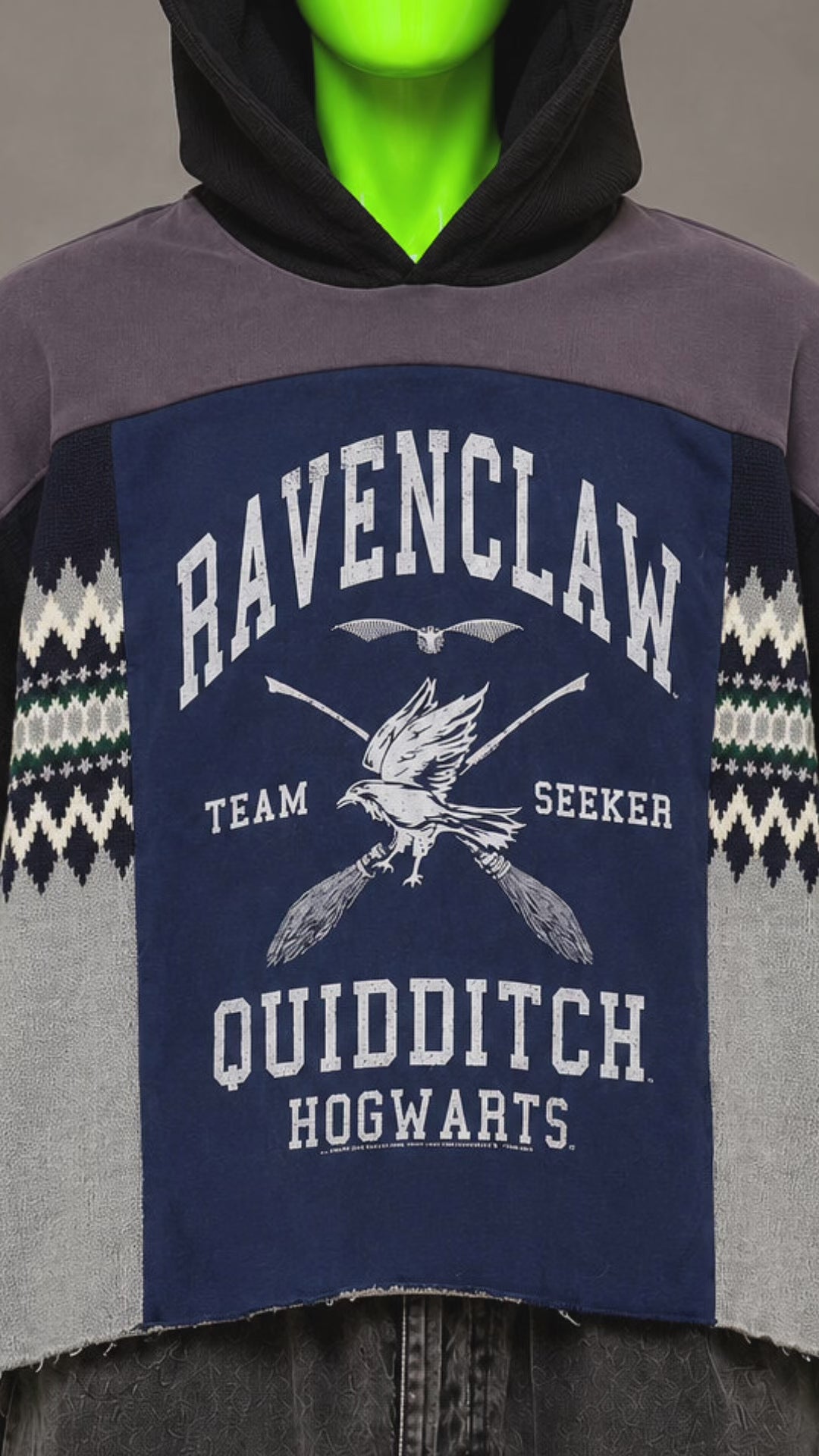 Ravenclaw Harry Potter Handmade Custom Reworked Hoodie | XL | 1 of 1 Streetwear | Cut & Sew