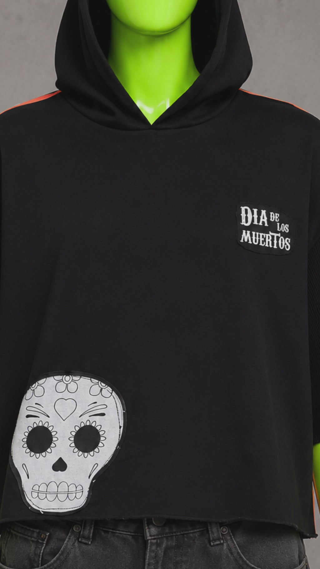 Día de los Muertos Reworked Patchwork Hoodie –  Horrorcore Streetwear | Unisex