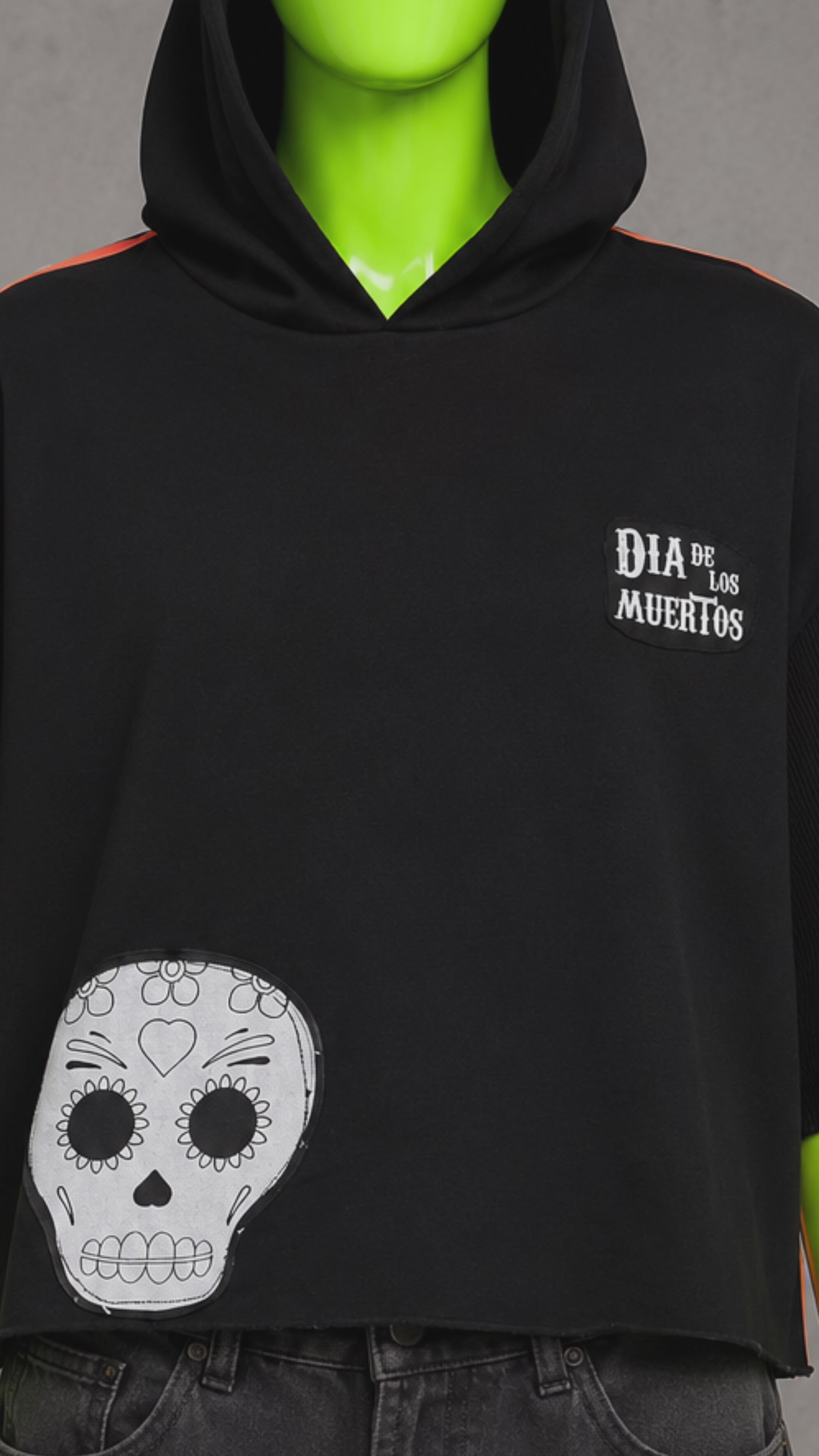 Día de los Muertos Reworked Patchwork Hoodie –  Horrorcore Streetwear | Unisex