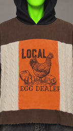 Neighborhood Egg Dealer Country Folk Handmade Custom Reworked Hoodie | XL | 1 of 1 Streetwear | Cut & Sew