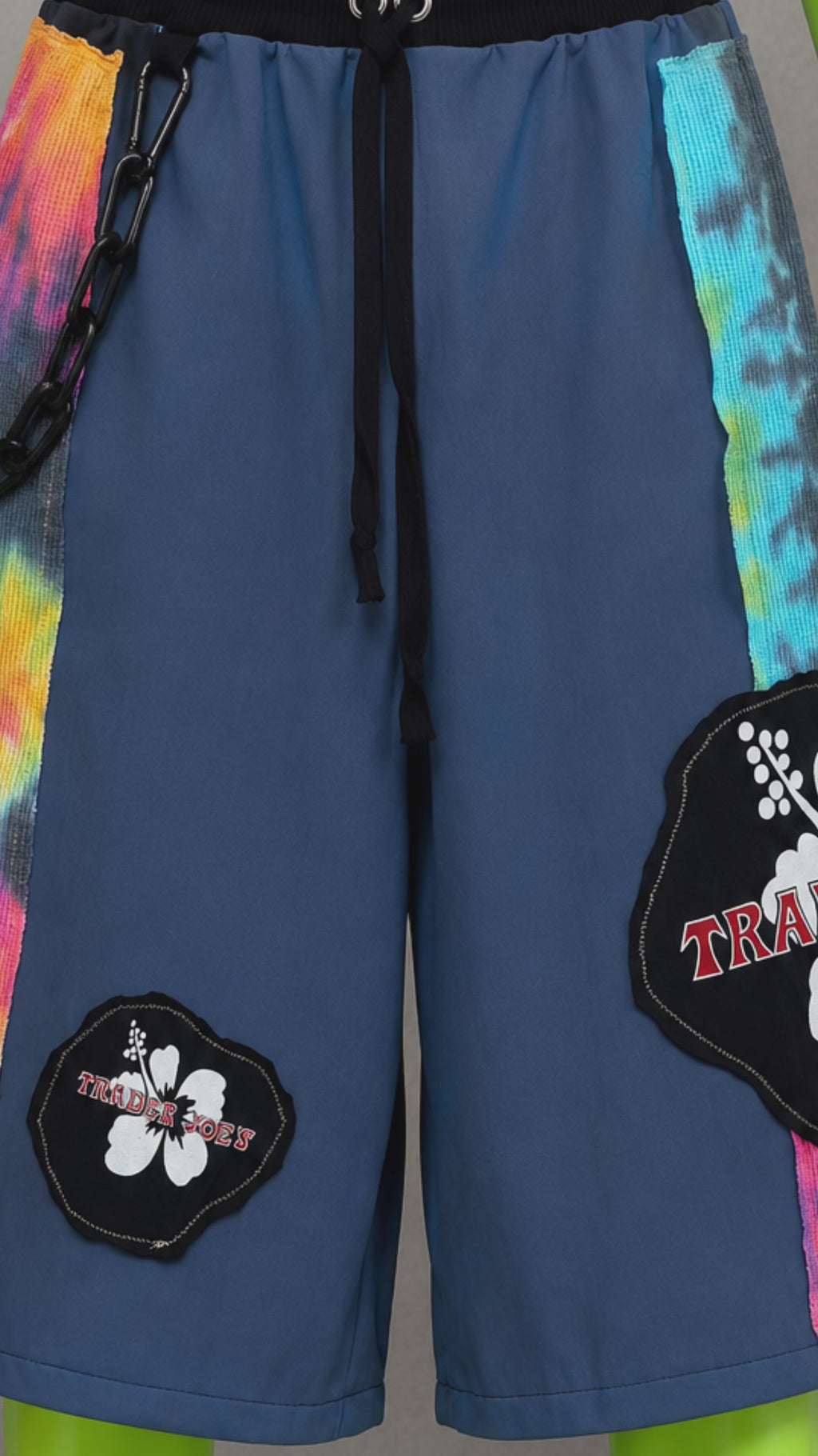 Blue Upcycled Jorts Trader Joe's | Y2K Nostalgia Style | 90s Streetwear XS-M