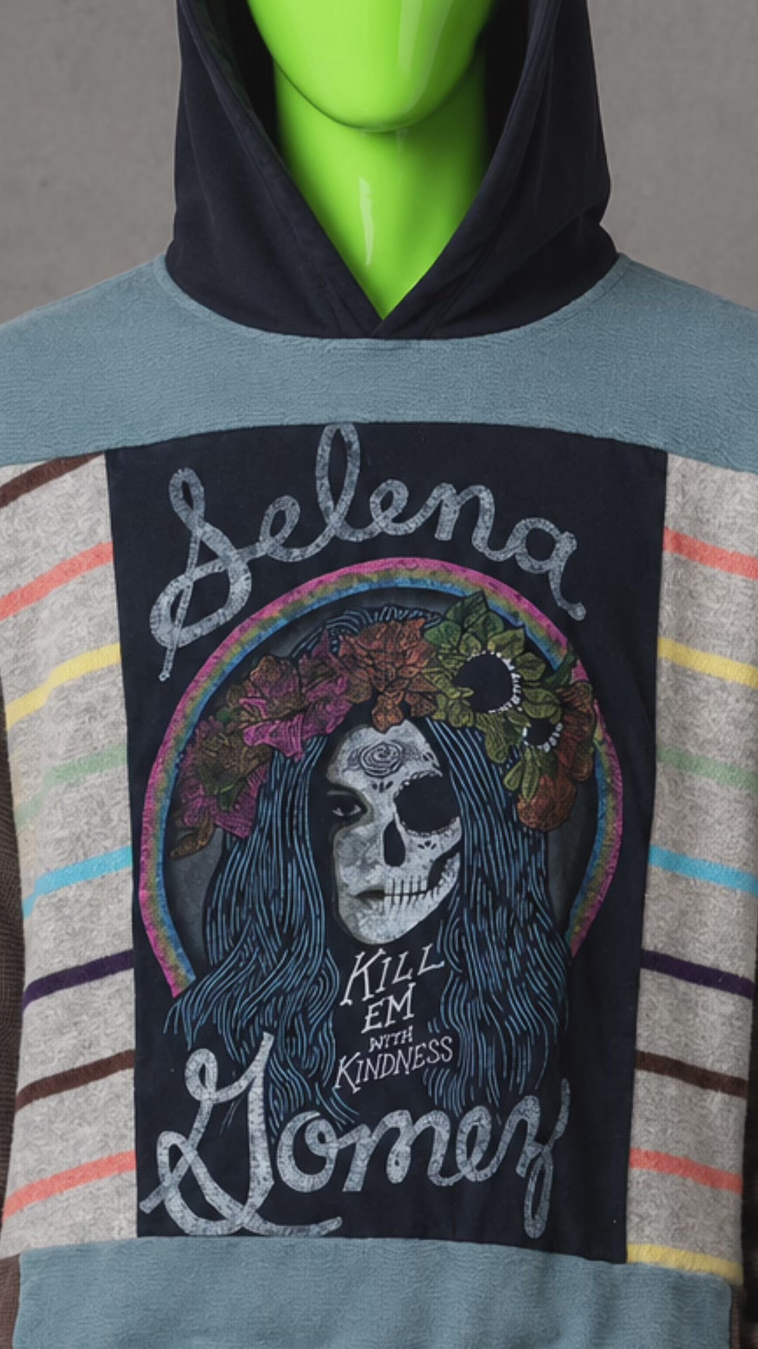 Selena Gomez Patchwork Hoodie – Indie Folk Aesthetic | Streetwear Fit | Unisex