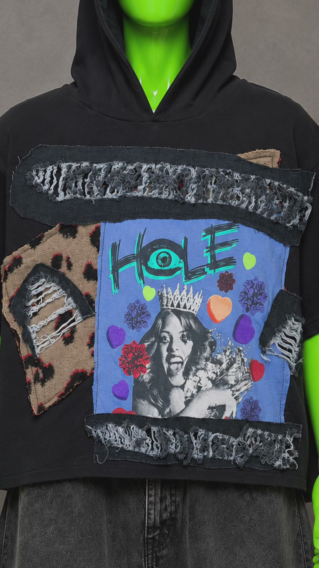 Hole Reworked Hoodie – Upcycled Grunge Streetwear | Y2K Distressed Aesthetic