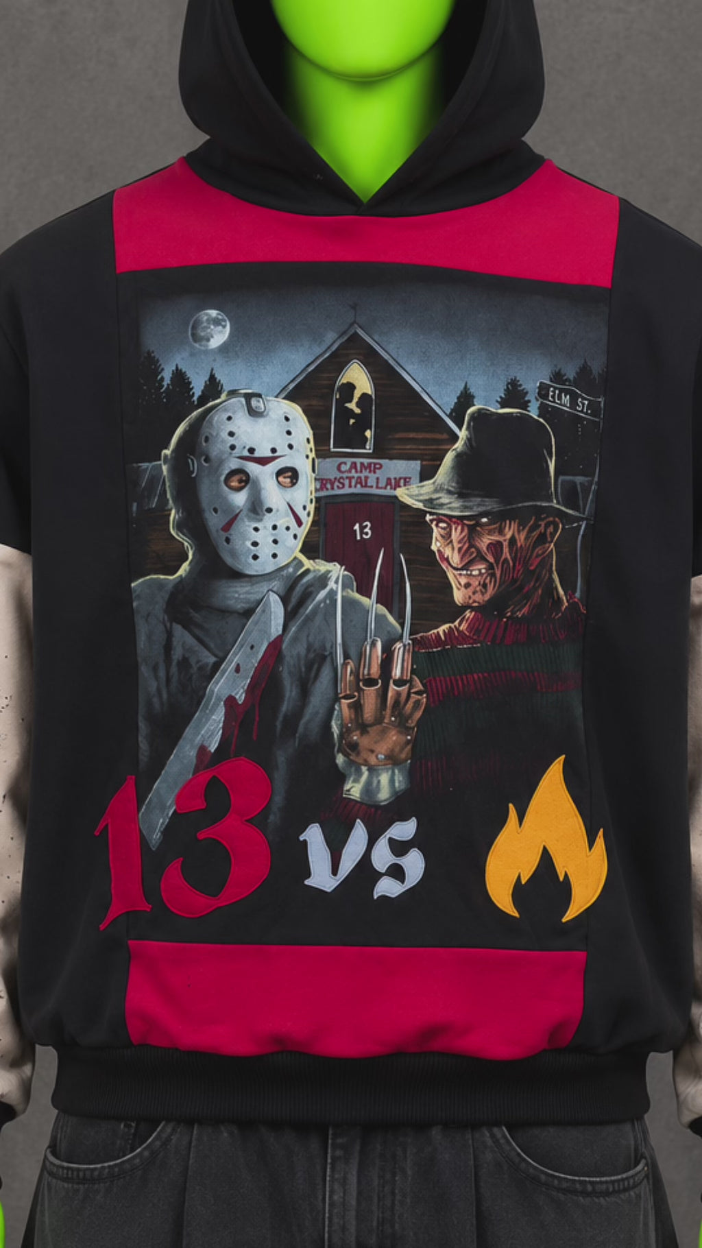 Freddy VS Jason Distressed Hoodie – 90s Horrorcore Streetwear | Grunge Halloween