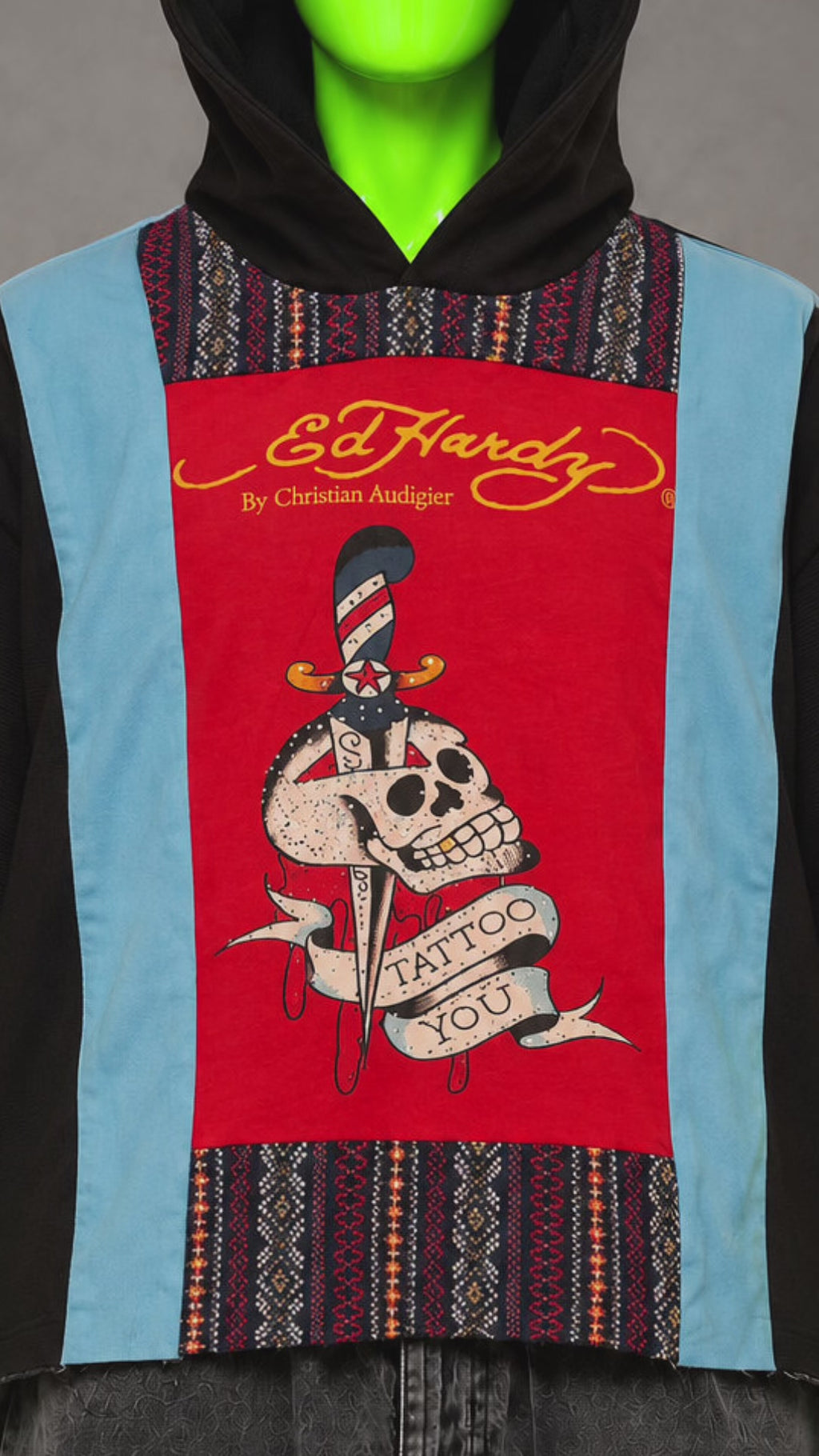 Ed Hardy Y2K Fashion Handmade Custom Reworked Hoodie | XL | 1 of 1 Streetwear | Cut & Sew