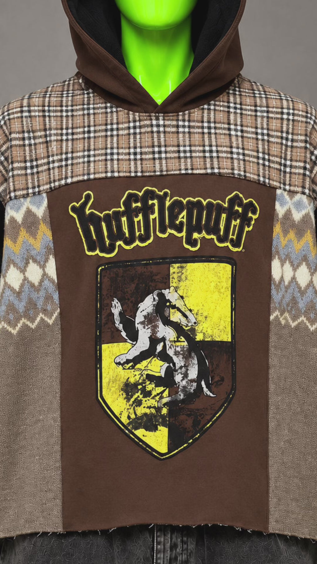 Hufflepuff Harry Potter Streetwear Handmade Custom Reworked Hoodie | XL | 1 of 1 Streetwear | Cut & Sew