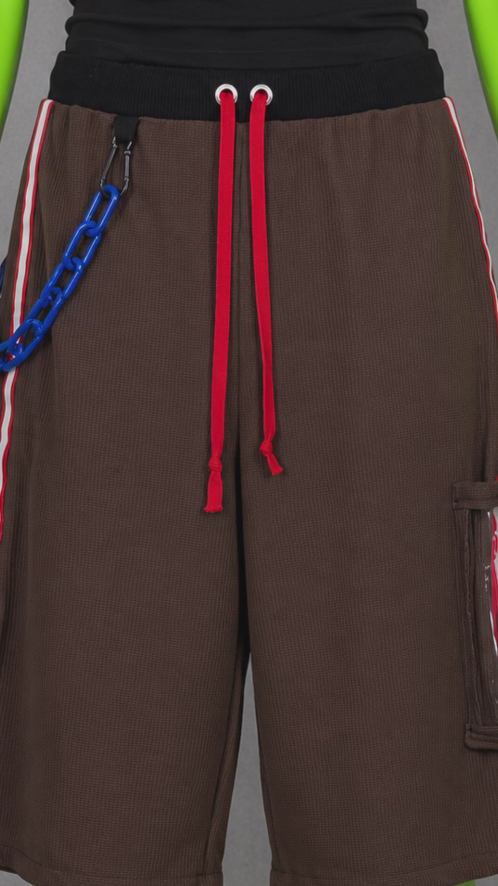 Red Reflective Glow Stick Upcycled Jorts | Y2K Style | Rave Aesthetic L-XXL