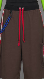Red Reflective Glow Stick Upcycled Jorts | Y2K Style | Rave Aesthetic L-XXL