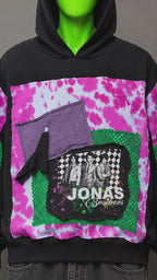 Jonas Brothers Distressed Patchwork Hoodie – Grunge Streetwear | Y2K Alt Unisex