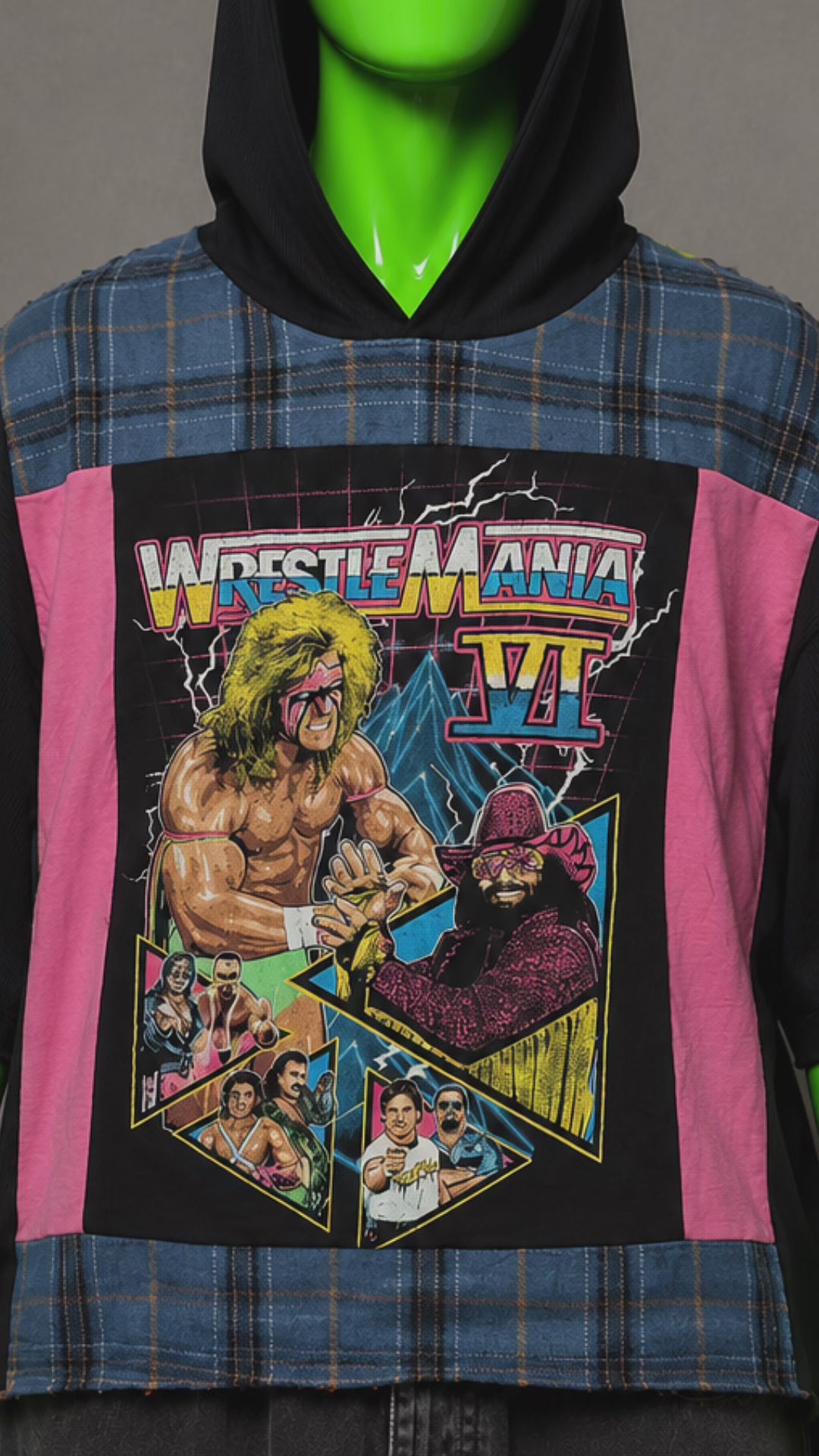 WrestleMania VI WWE Upcycled Hoodie – Grunge Streetwear | Y2K Style | 1of1