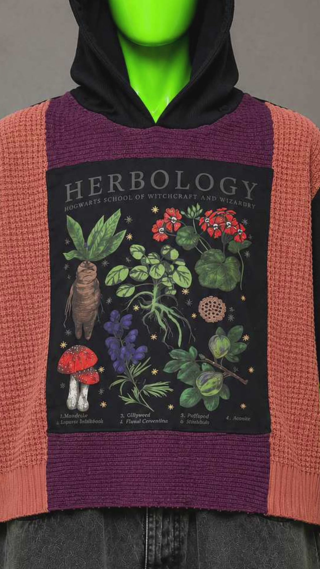 Harry Potter Herbology Nostalgia Handmade Custom Reworked Hoodie | XL | 1 of 1 Streetwear | Cut & Sew