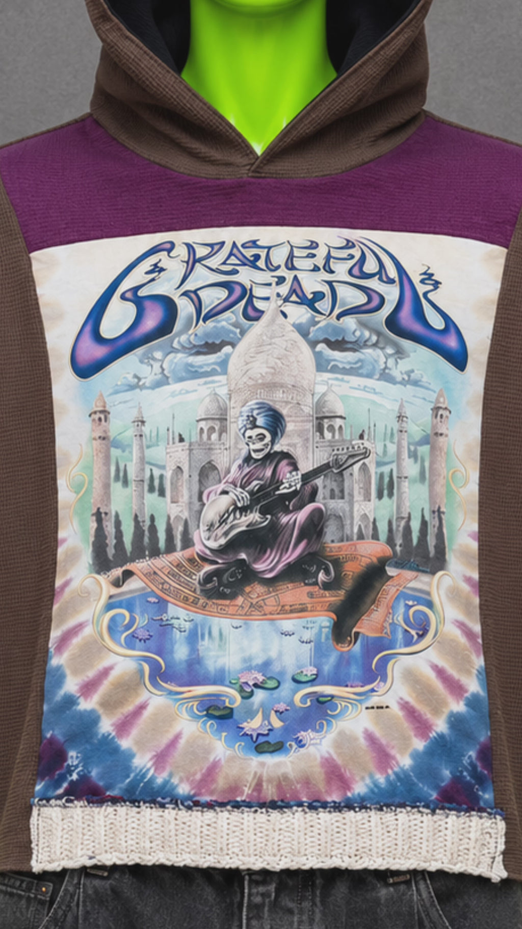 Grateful Dead Reworked Patchwork Hoodie – Hippie Streetwear | Y2K Alt | Unisex