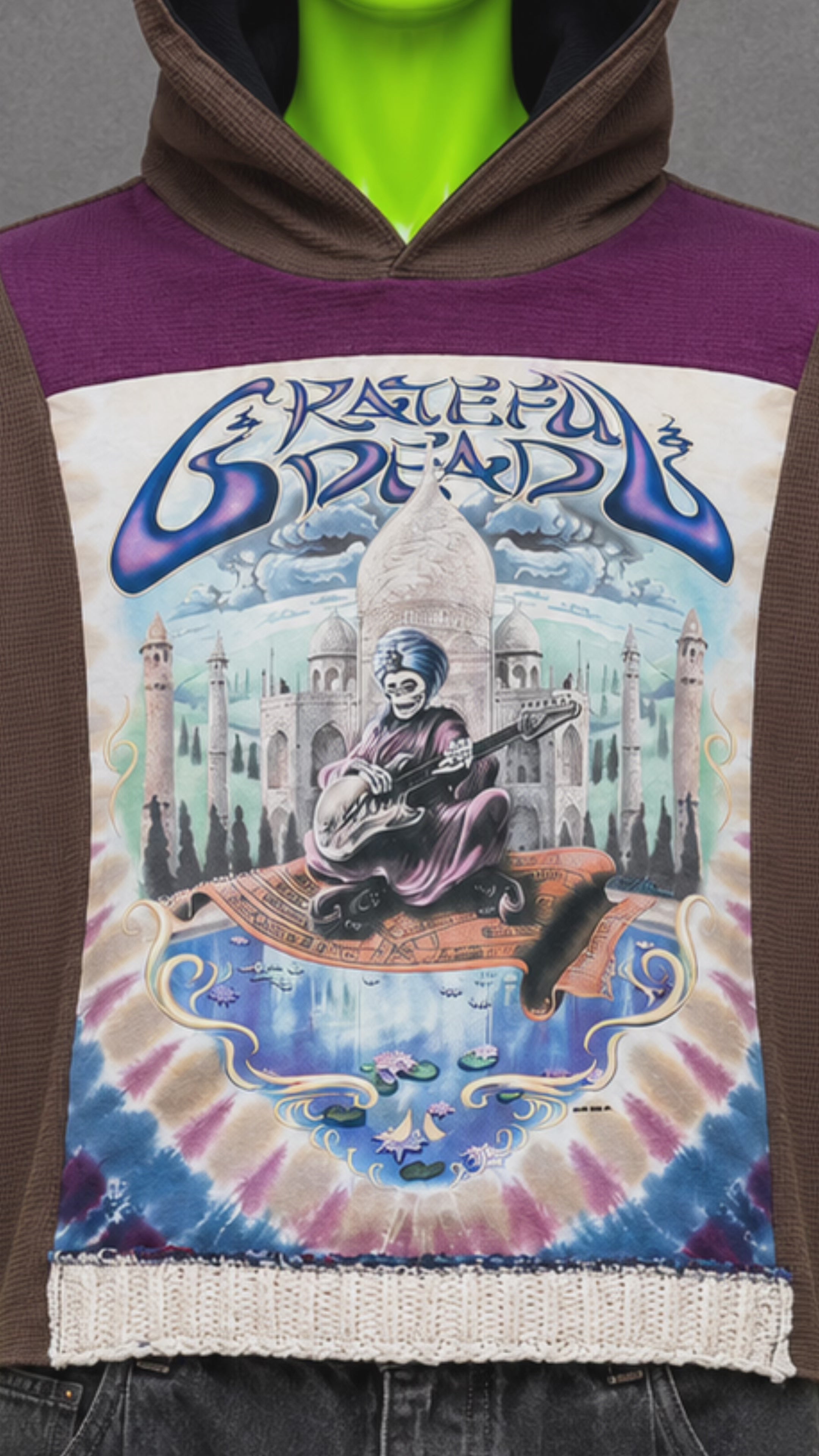 Grateful Dead Reworked Patchwork Hoodie – Hippie Streetwear | Y2K Alt | Unisex