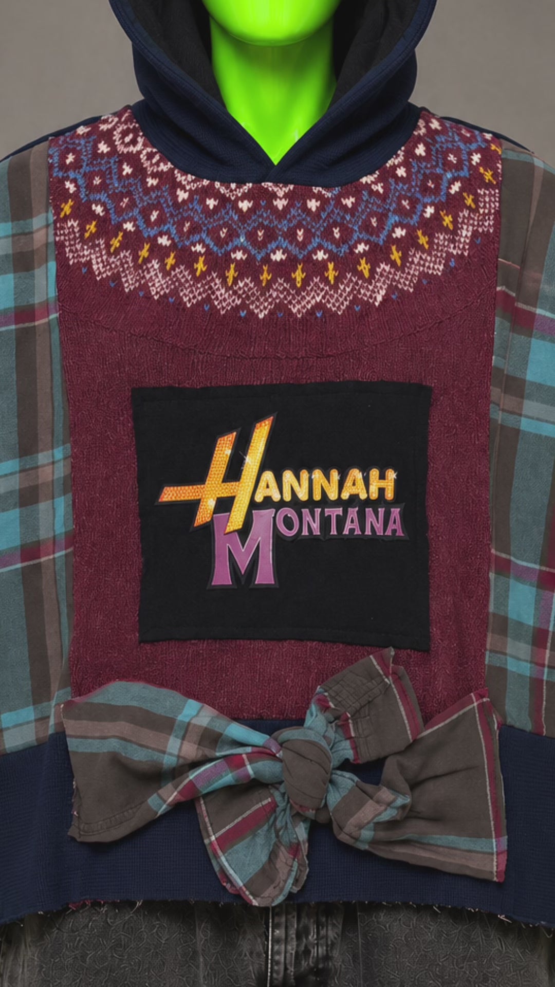 Hannah Montana Grunge 90's Nostalgia Handmade Custom Reworked Hoodie | XL | 1 of 1 Streetwear | Cut & Sew