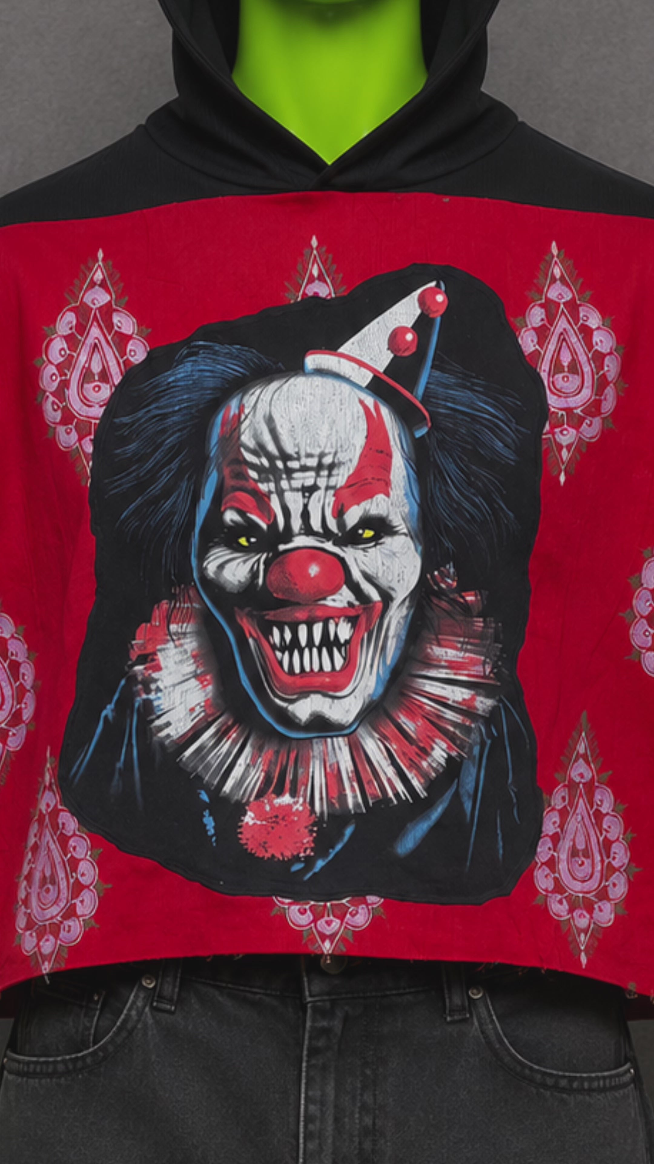 Pennywise Clown IT Halloween Reworked Patchwork Hoodie – Horrorcore Streetwear