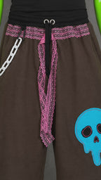 Pop Punk Drip Skull Upcycled Jorts –  Festival Grunge | Indie Streetwear | L-XXL