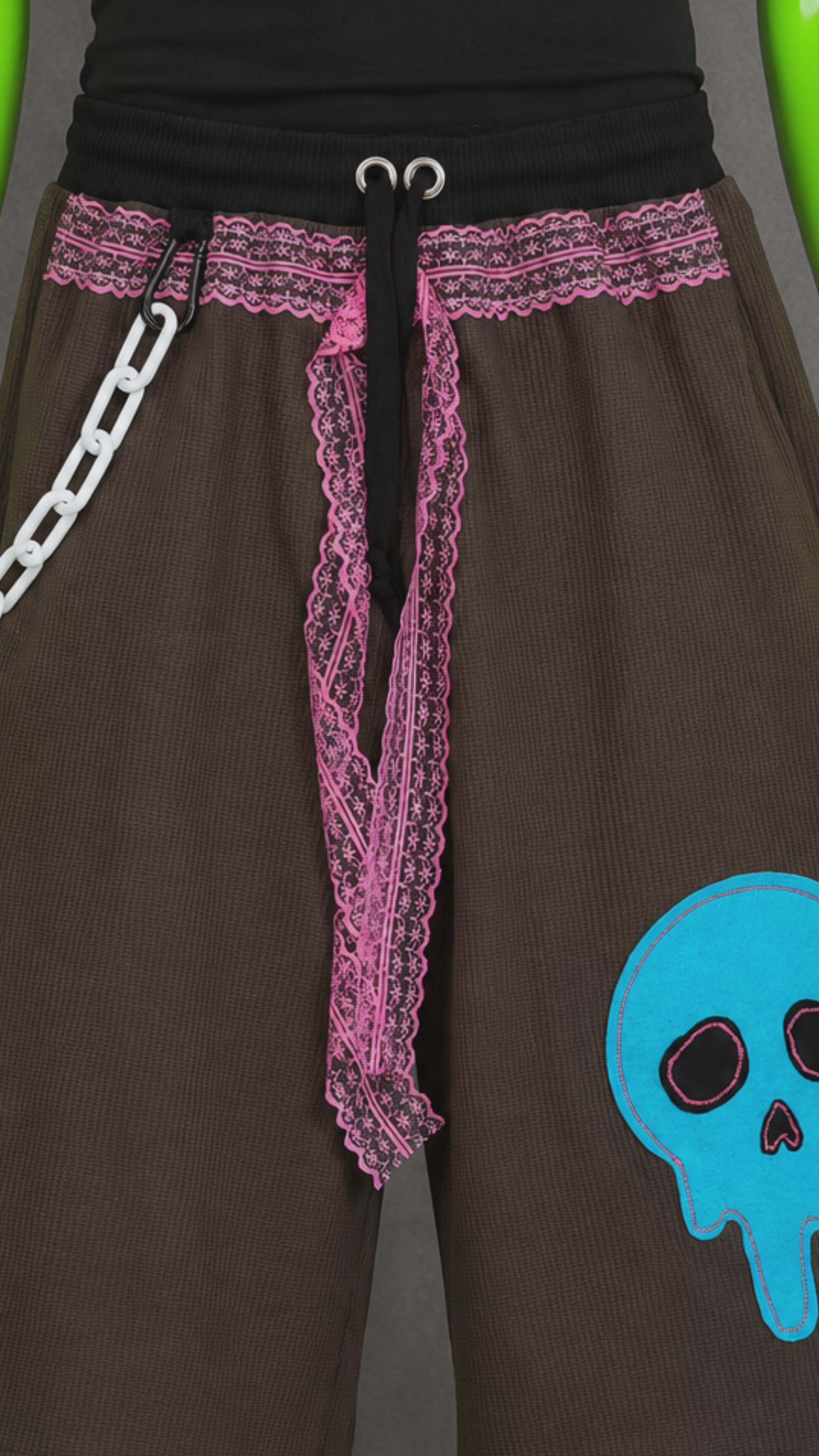 Pop Punk Drip Skull Upcycled Jorts –  Festival Grunge | Indie Streetwear | L-XXL