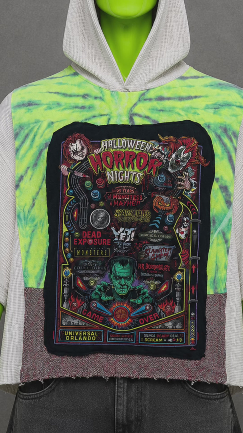 Halloween Horror Nights Pinball Patchwork Hoodie – Spooky Aesthetic | Streetwear
