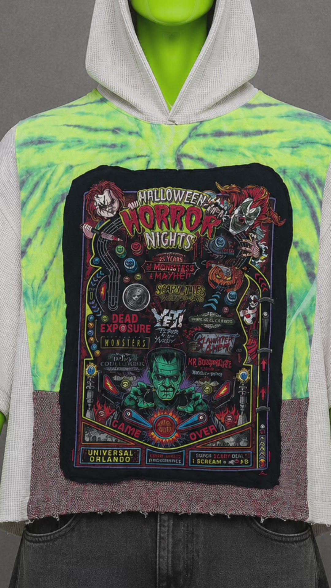 Halloween Horror Nights Pinball Patchwork Hoodie – Spooky Aesthetic | Streetwear