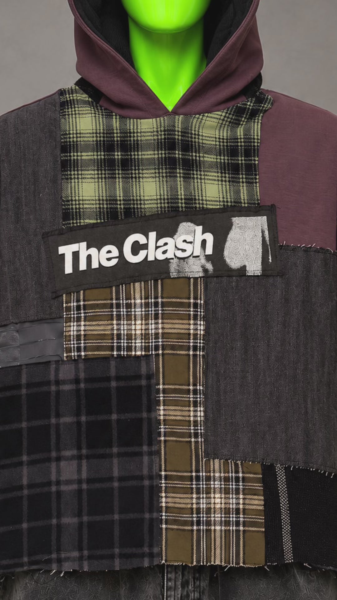 The Clash Punk Grunge Patchwork Handmade Custom Reworked Hoodie | XL | 1 of 1 Streetwear | Cut & Sew