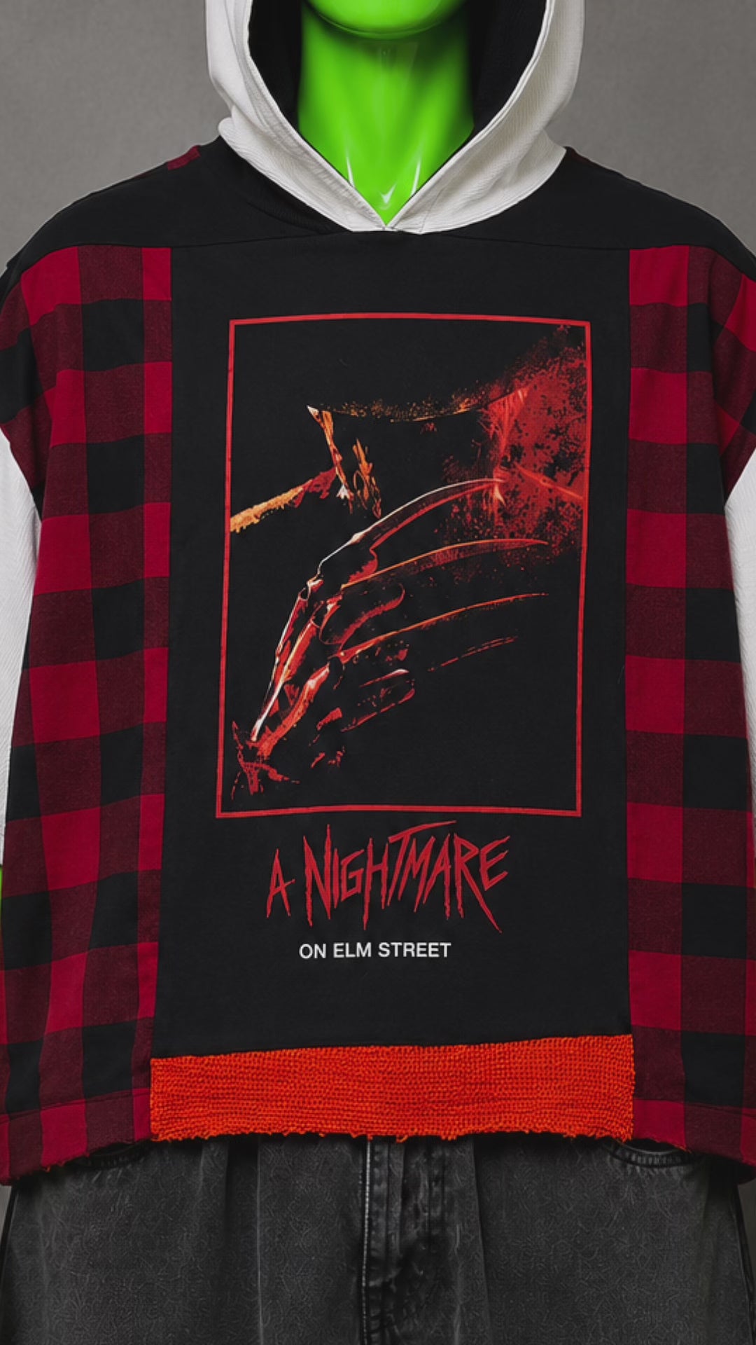 Freddy Krueger Nightmare Reworked Patchwork Hoodie – Halloween Streetwear | Y2K