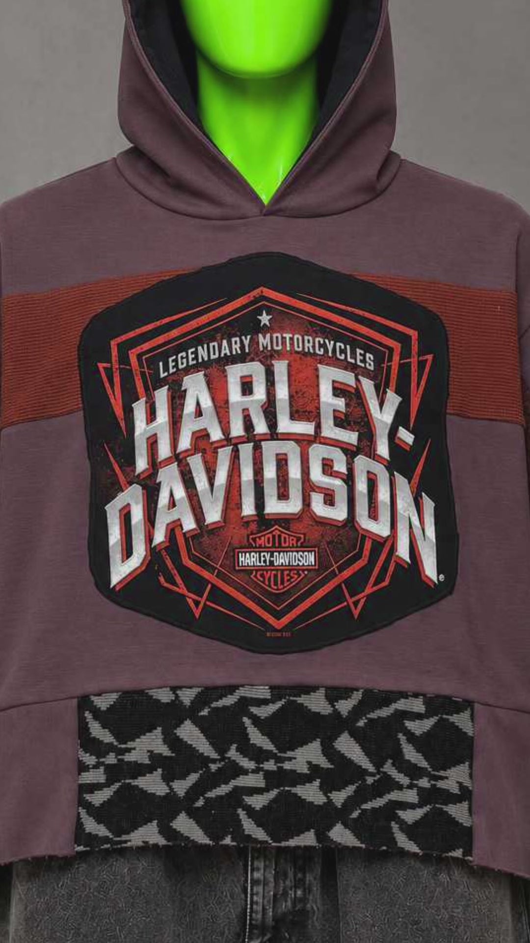 Harley Davidson Motorcycle Streetwear Handmade Custom Reworked Hoodie | XL | 1 of 1 Streetwear | Cut & Sew