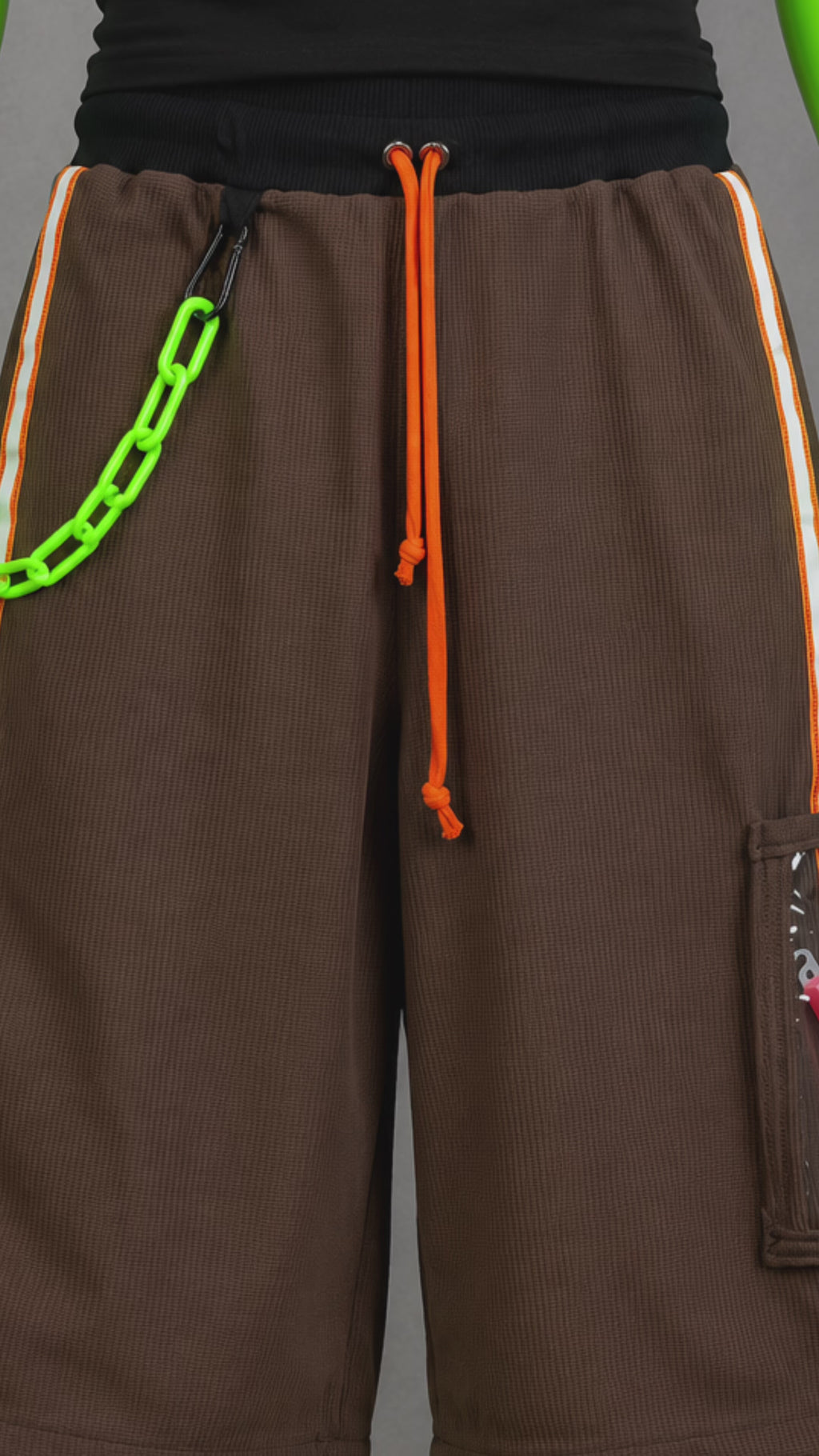 Orange Reflective Glow Stick Upcycled Jorts | Y2K Style | Rave Aesthetic L-XXL