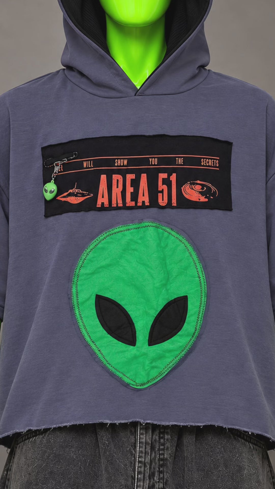Area 51 Alien Nostalgia Handmade Custom Reworked Hoodie | XL | 1 of 1 Streetwear | Cut & Sew