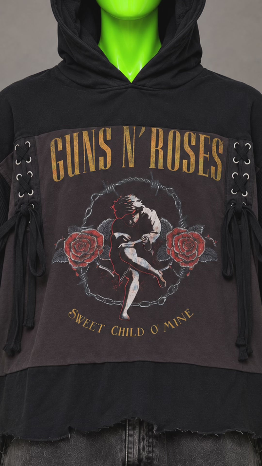 Guns N' Roses Rock Distressed Handmade Custom Reworked Hoodie | XL | 1 of 1 Streetwear | Cut & Sew
