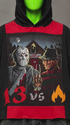 Freddy VS Jason Halloween Horror Handmade Custom Reworked Hoodie | XL | 1 of 1 Streetwear | Cut & Sew