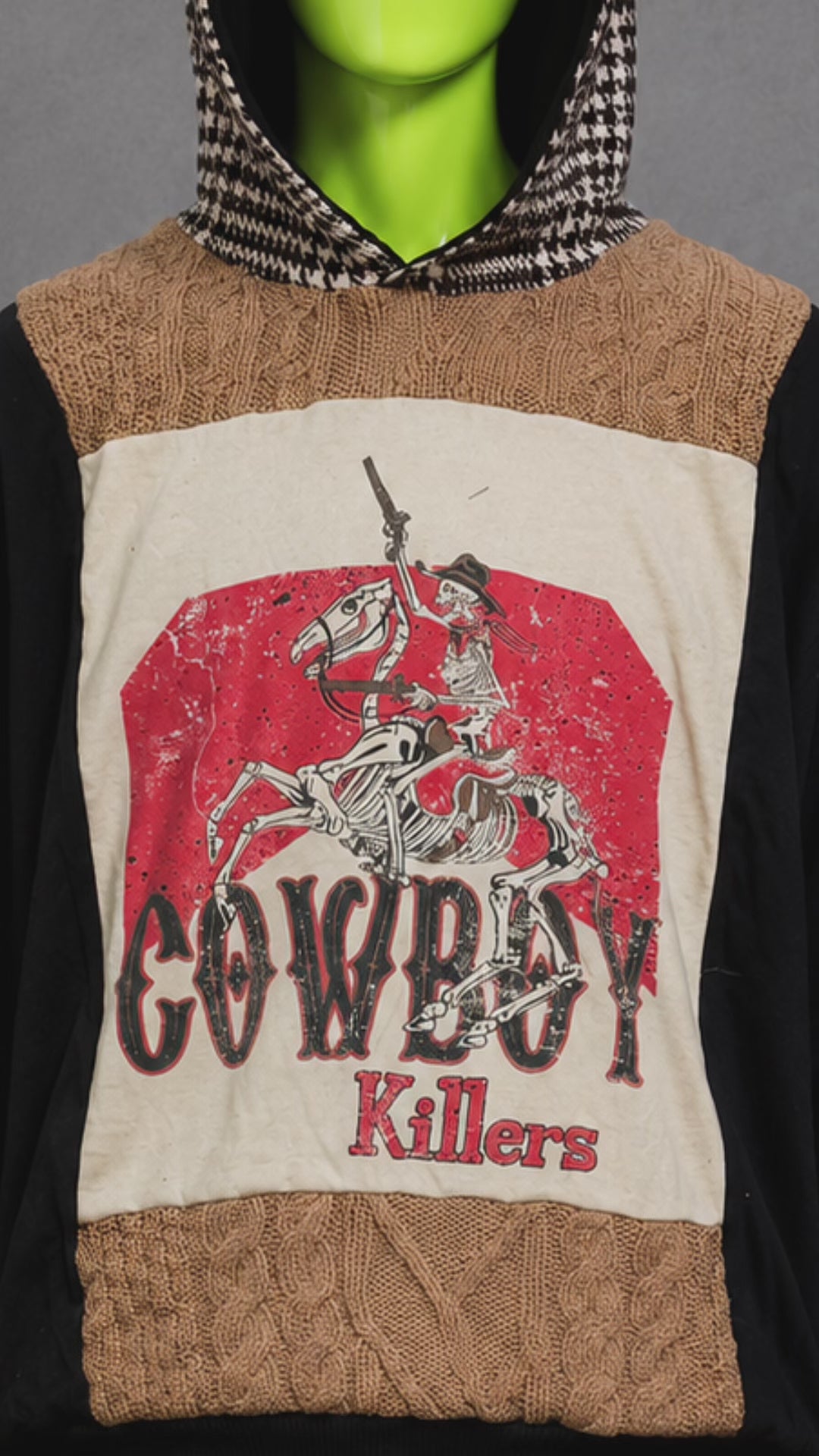 Cowboy Killers Oversized Patchwork Hoodie – Country Streetwear | Y2K Grunge