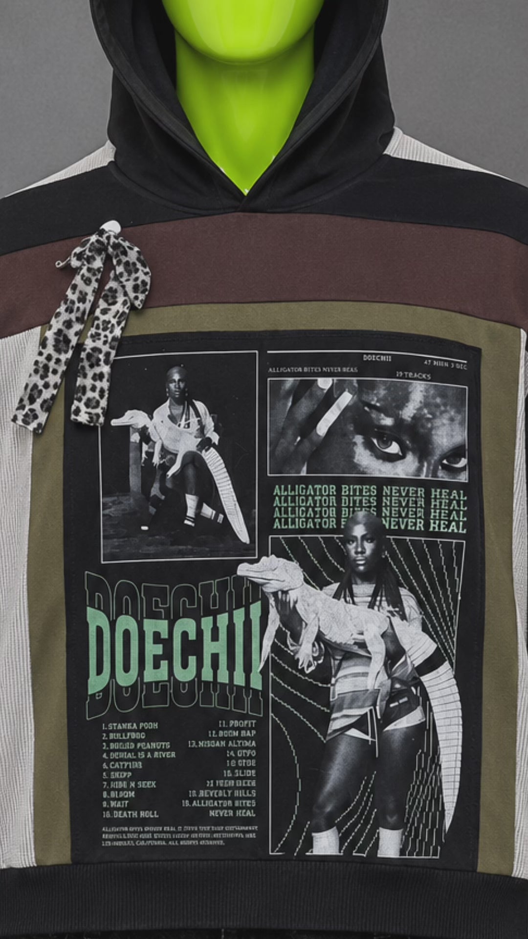 Doechi Distressed Patchwork Hoodie – Hip Hop R&B Streetwear | Y2K Alt | Unisex