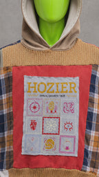 Hozier Distressed Patchwork Hoodie – Indie Folk Streetwear | Y2K Alt | Unisex