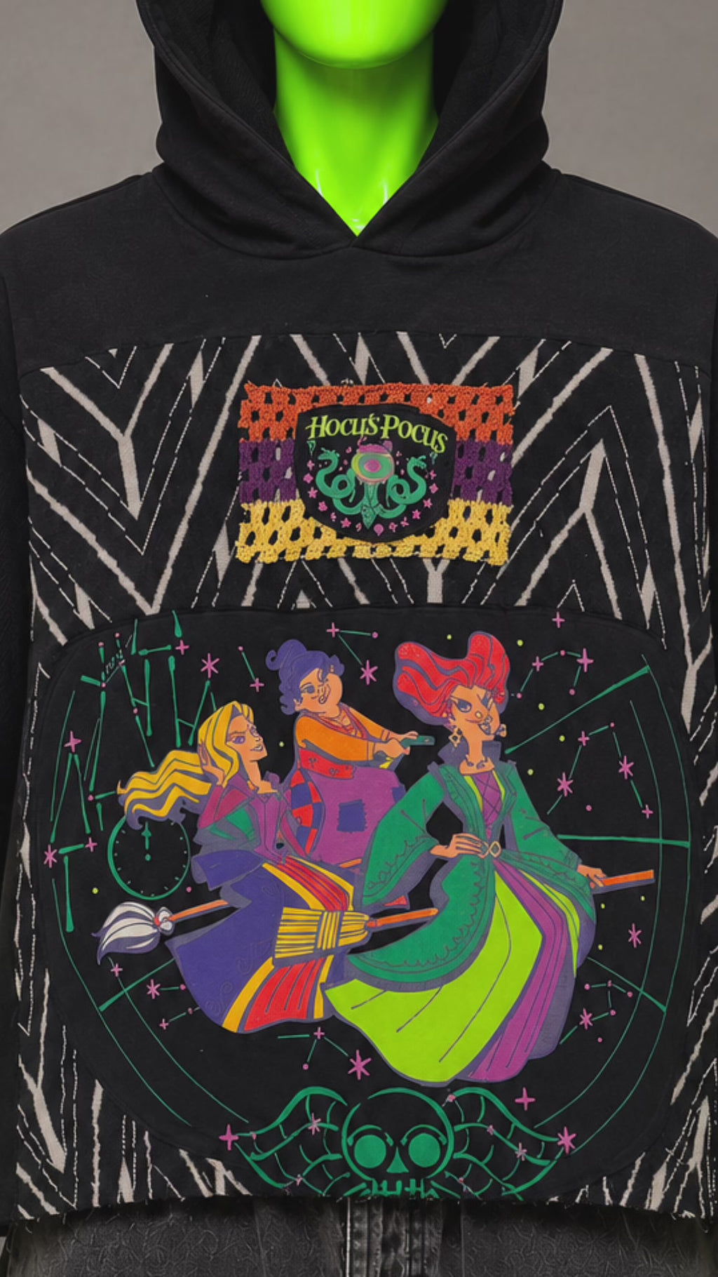 Hocus Pocus Halloween Nostalgia Handmade Custom Reworked Hoodie | XL | 1 of 1 Streetwear | Cut & Sew