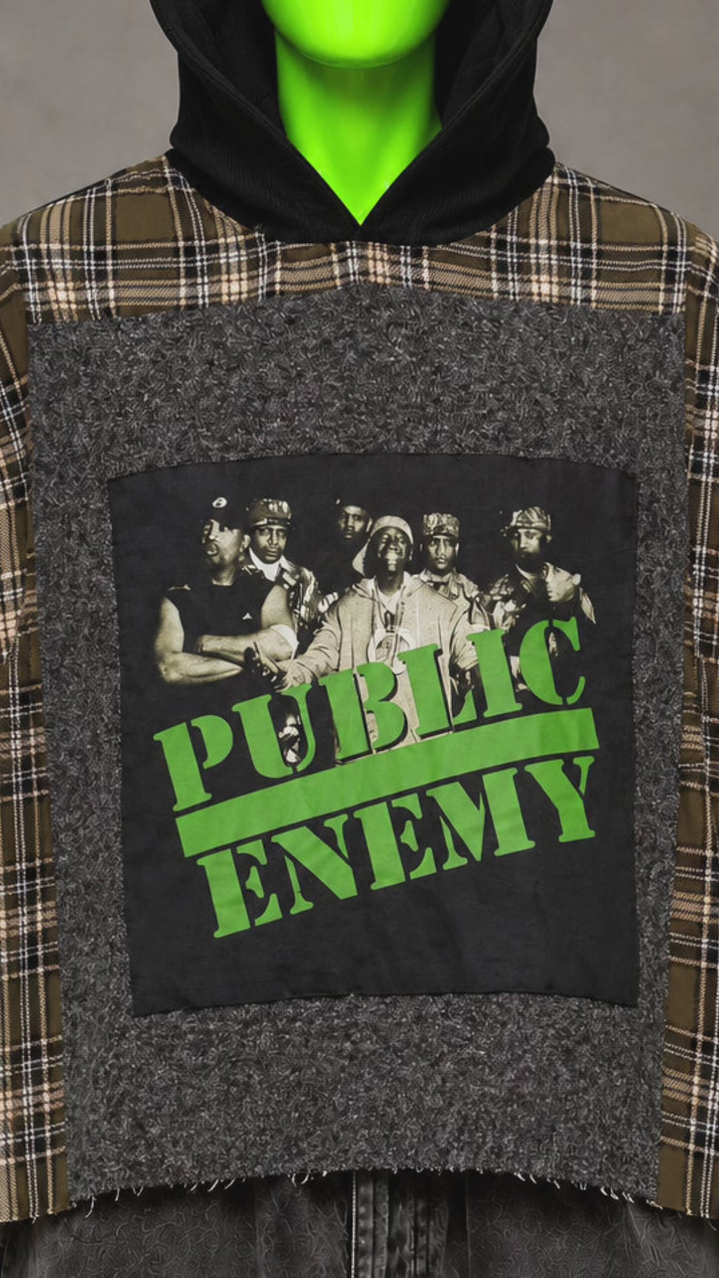 Public Enemy Hip Hop Streetwear Handmade Custom Reworked Hoodie | XL | 1 of 1 Streetwear | Cut & Sew