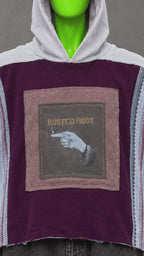 Rusted Root Patchwork Hoodie – Hippie Aesthetic | Streetwear Fit Upcycle Unisex