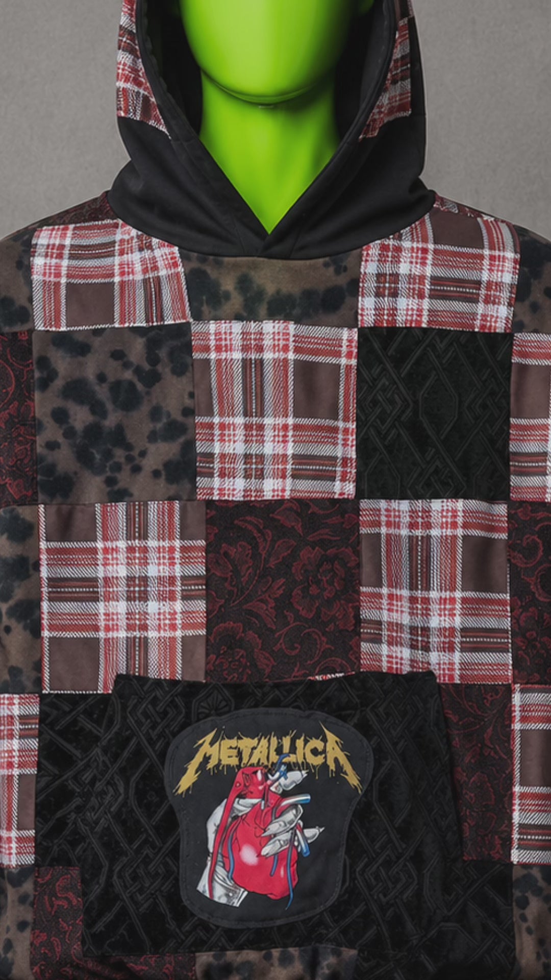 Metallica Oversized Patchwork Hoodie – Metal Grunge | Streetwear | Unisex