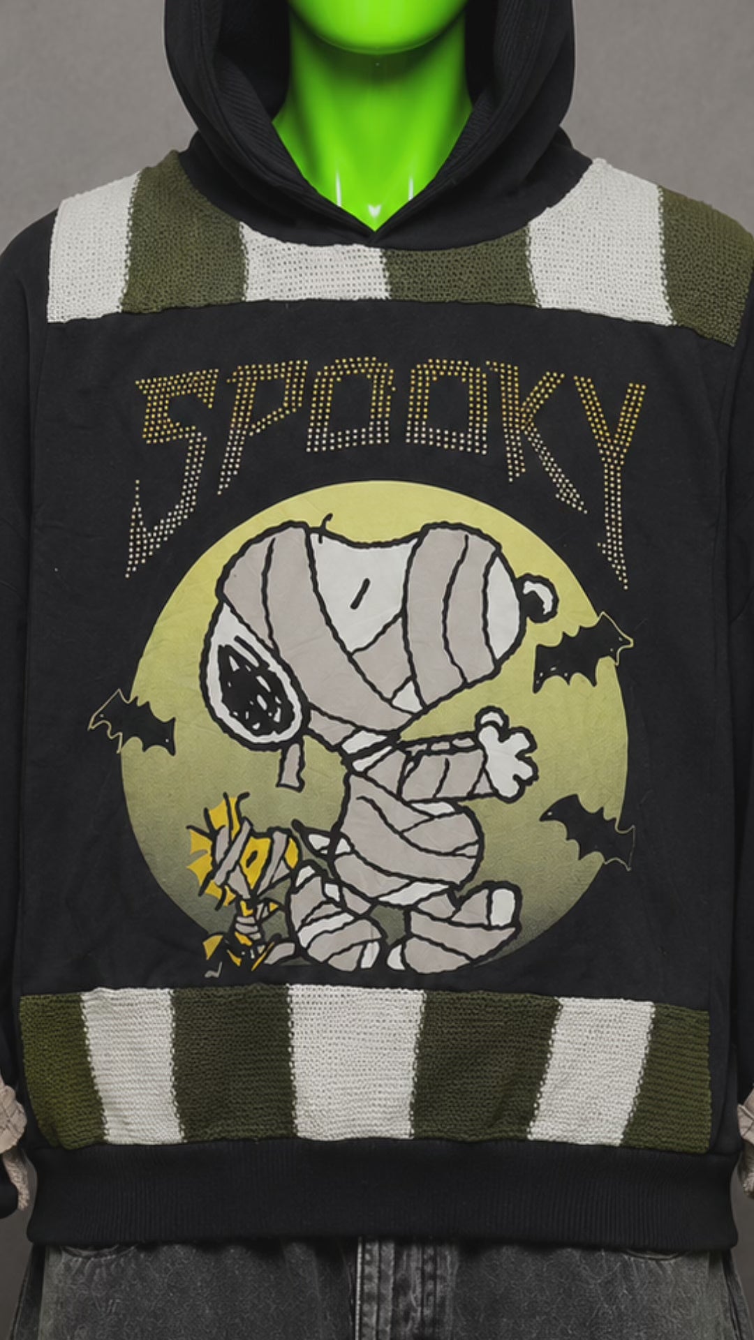 Spooky Snoopy Oversized Patchwork Hoodie – KidCore Streetwear | Y2K Aesthetic