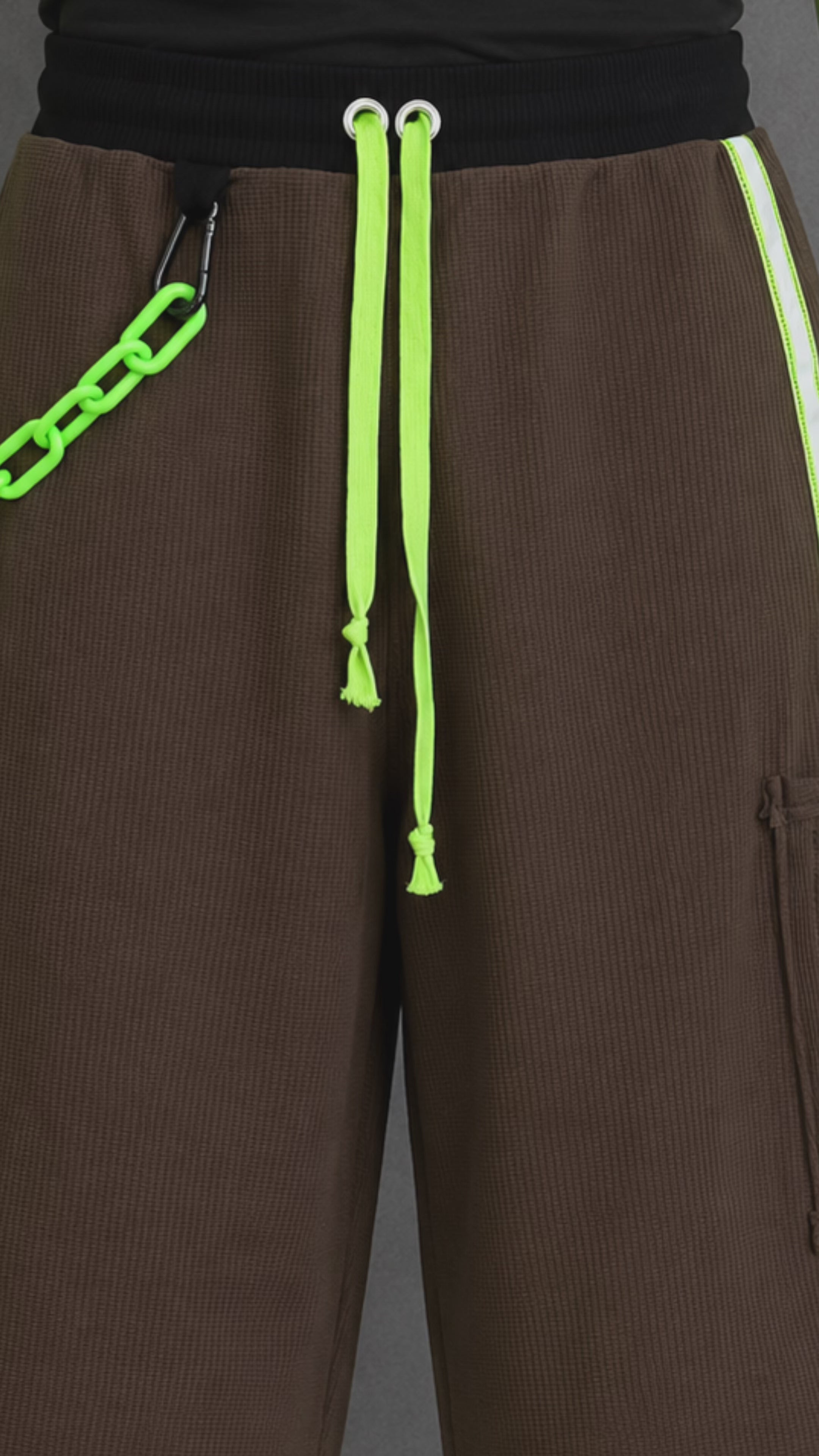 Green Reflective Glow Stick Upcycled Jorts | Y2K Style | Rave Aesthetic XS-M