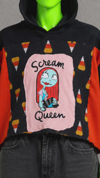 Scream Queen Sally Reworked Patchwork Hoodie –  Horrorcore Streetwear | Unisex