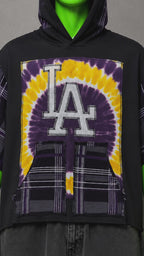 LA Lakers Liquid Blue Upcycled Hoodie – Grunge Streetwear | Y2K Style | 1of1