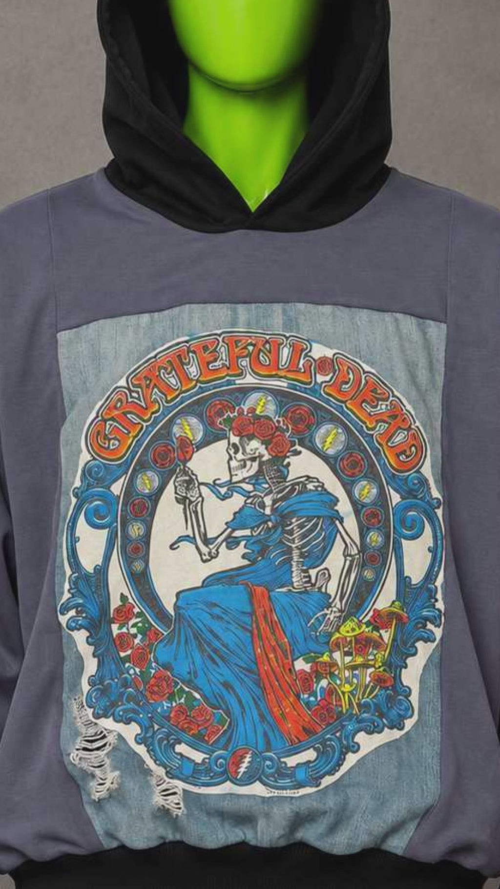 Grateful Dead Patchwork Handmade Custom Reworked Hoodie | XL | 1 of 1 Streetwear | Cut & Sew