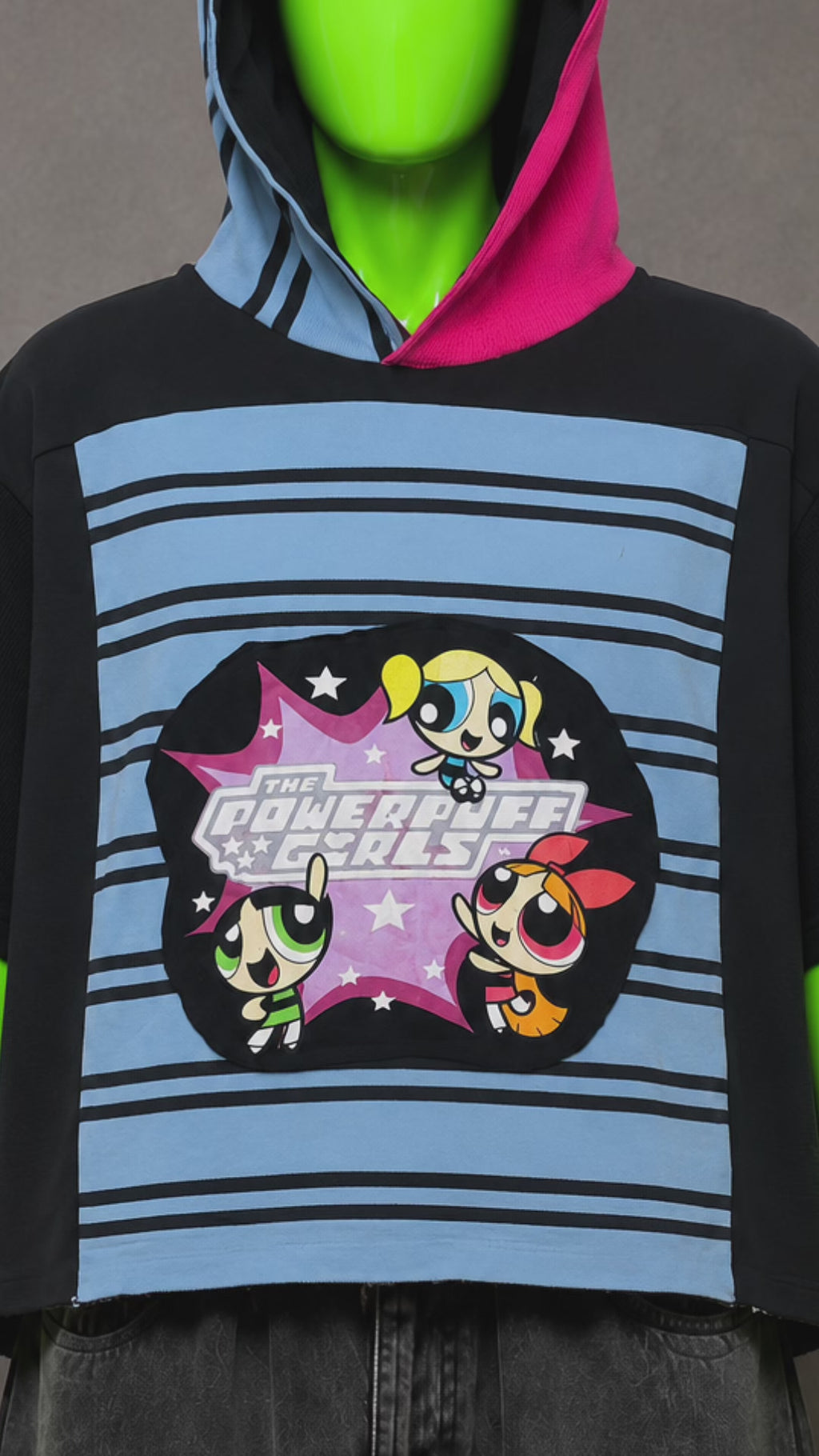 Powerpuff Girls Upcycled Hoodie – Reworked Cartoon Streetwear | One of One