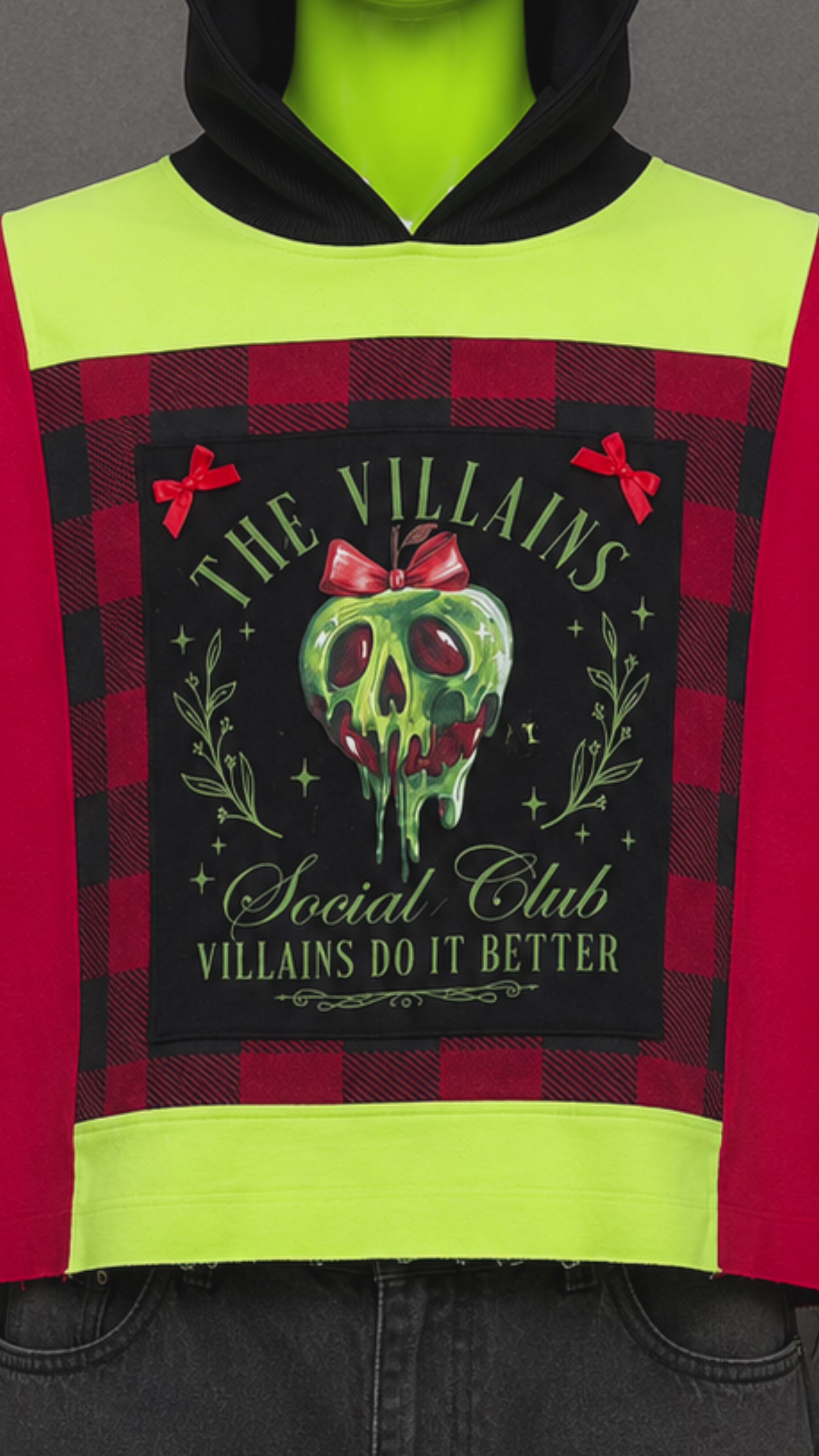 Disney Villains Apple Reworked Patchwork Hoodie – Horrorcore Streetwear | Y2K